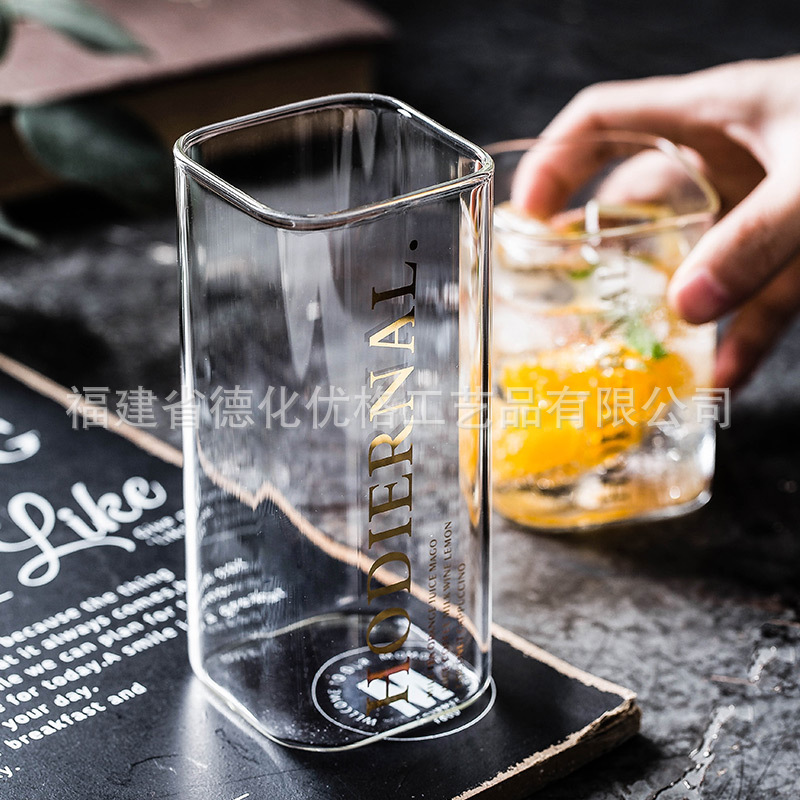 Cốc thủy tinh chữ cái mạ vàng sáng tạo Bắc Âu cốc nước cốc sữa cốc ăn sáng cốc trà sữa cốc cà phê cốc đồ uống lạnh