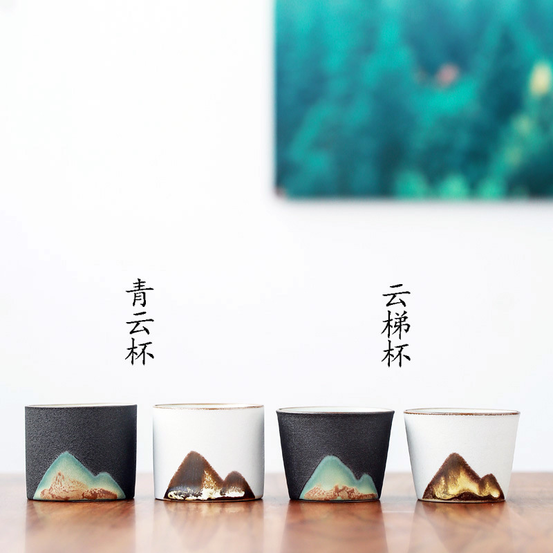 Cốc trà Thiền vẽ tay cốc chủ gốm thô Trung Quốc cổ điển thủ công Cốc gốm sứ Jingdezhen gốm sứ Kung Fu cốc trà