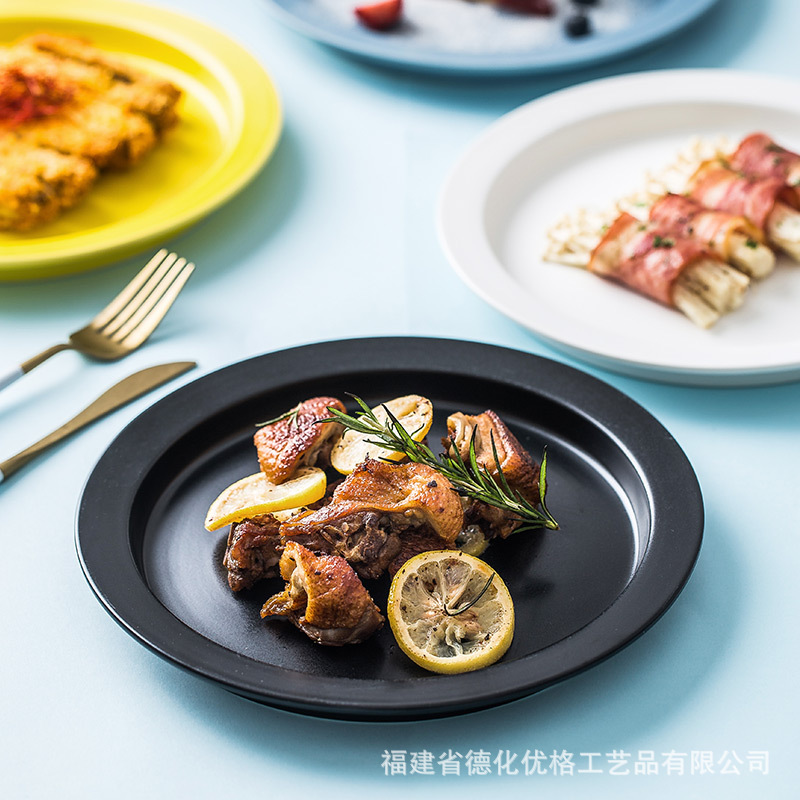 Bộ đồ ăn gốm sứ nổi tiếng trên mạng ins Bắc Âu Đĩa gia dụng Đĩa thức ăn Đĩa thức ăn sáng tạo Đĩa thức ăn phương Tây Đĩa bít tết Đĩa tròn cá tính