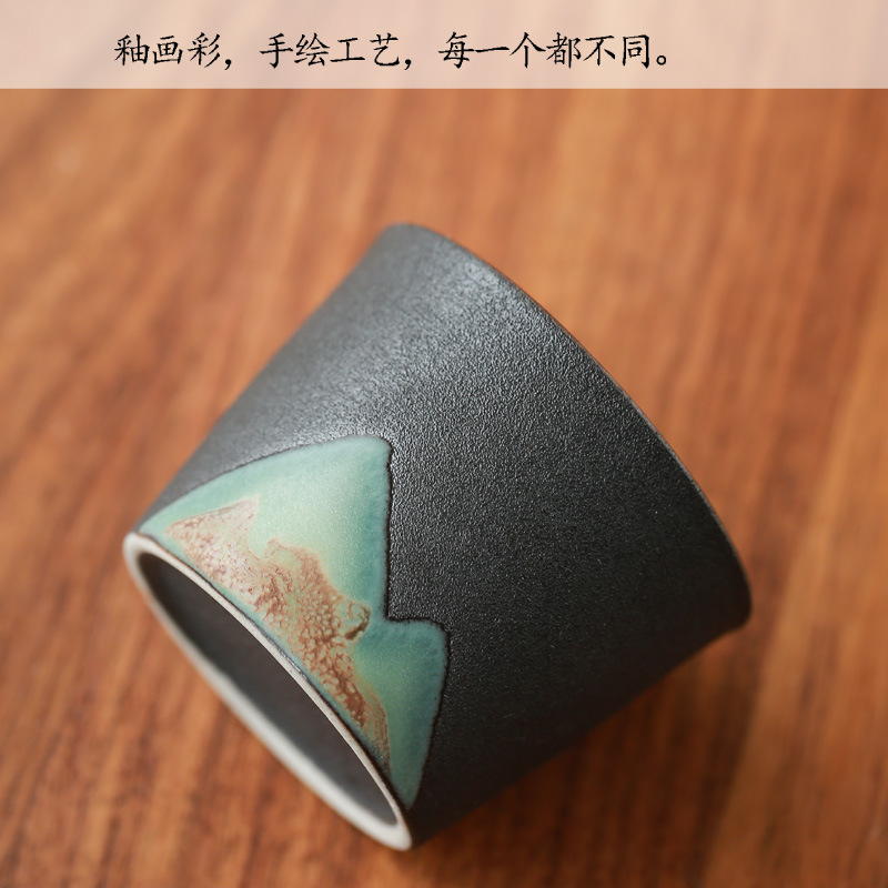 Cốc trà Thiền vẽ tay cốc chủ gốm thô Trung Quốc cổ điển thủ công Cốc gốm sứ Jingdezhen gốm sứ Kung Fu cốc trà