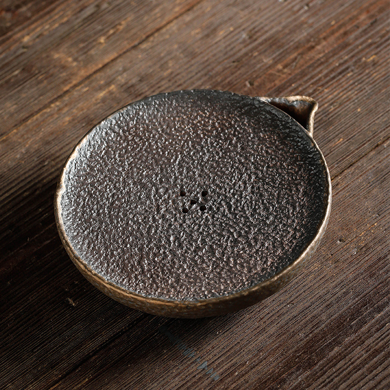 Ấm đun nước tròn bằng gốm thô kiểu Nhật, ấm đun nước lưu trữ cổ điển, đệm Ấm đun nước, bàn pha khô bằng gốm, Bộ trà Kung Fu