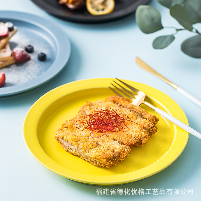 Bộ đồ ăn gốm sứ nổi tiếng trên mạng ins Bắc Âu Đĩa gia dụng Đĩa thức ăn Đĩa thức ăn sáng tạo Đĩa thức ăn phương Tây Đĩa bít tết Đĩa tròn cá tính