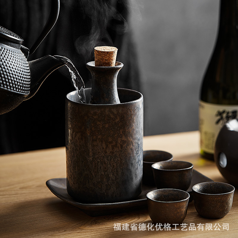 Bộ bình rượu sake kiểu Nhật, bình nóng rượu gạo gia dụng, bình ấm rượu gốm sứ, bình rượu Sake, bình rượu sake, phong cách retro