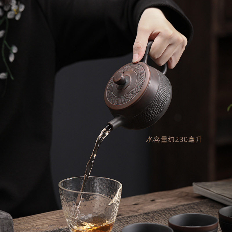 Ấm đun nước nghe Gốm Tím Qingxi ấm trà Kung Fu gốm sứ dao nhảy thủ công mới của Trung Quốc ấm đơn bào sắt không tráng men đánh bóng