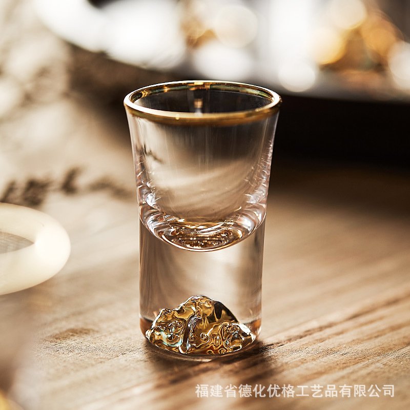 Yipin Jiangshan Jinshan Gold Foil Pha Lê Ly rượu trắng Bình chia 1 bình 1 cốc Bộ gia dụng Ly rượu nhỏ sáng tạo