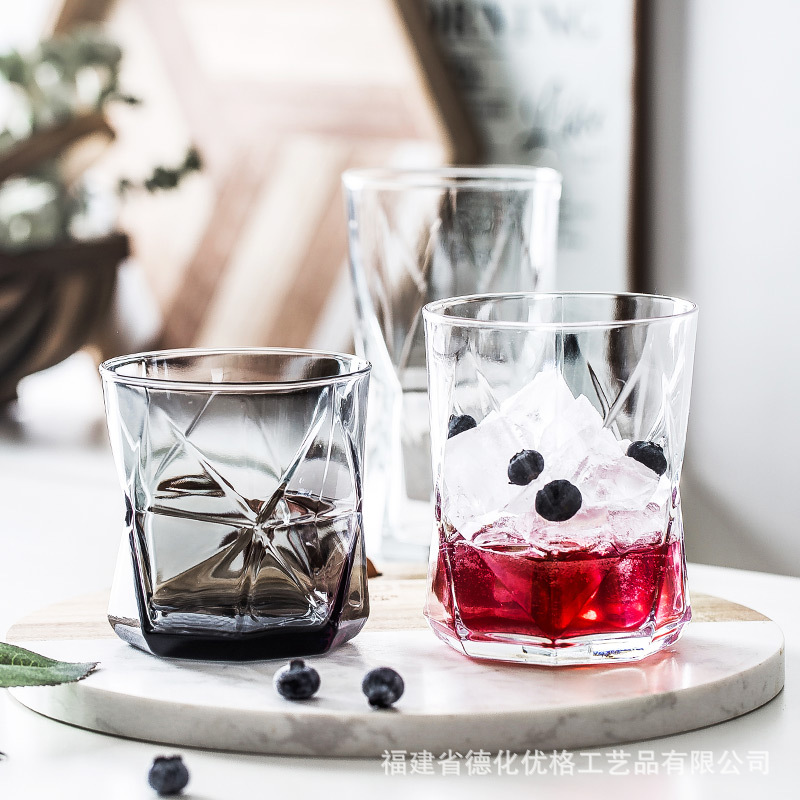 Cốc uống nước trái cây thủy tinh nhập khẩu Pomioli cốc nước gia dụng thiết kế hình học cá tính sáng tạo cốc Wei