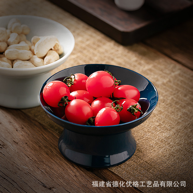 Đồ ăn nhẹ phục cổ, đĩa trái cây, đĩa giải khát chân cao gốm sứ, Bộ trà đạo, đĩa Hạt Trái Cây Kiểu Nhật