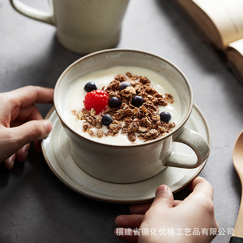 Cốc cà phê gốm thô sáng tạo cổ điển cốc nước gia dụng cốc Mug cốc kéo cốc Latte cốc ăn sáng Miệng Lớn cốc tráng miệng