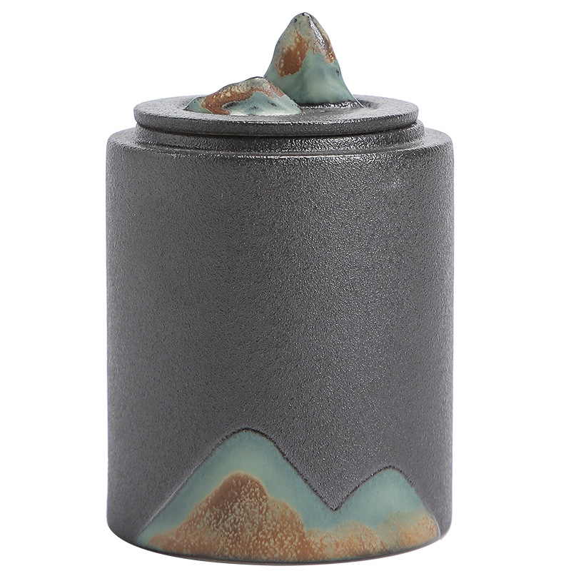 Sơn vẽ tay bình trà nhỏ bình không dệt gốm đen đơn giản Nhật Bản Bình đựng đồ Bình Đựng Trà logo