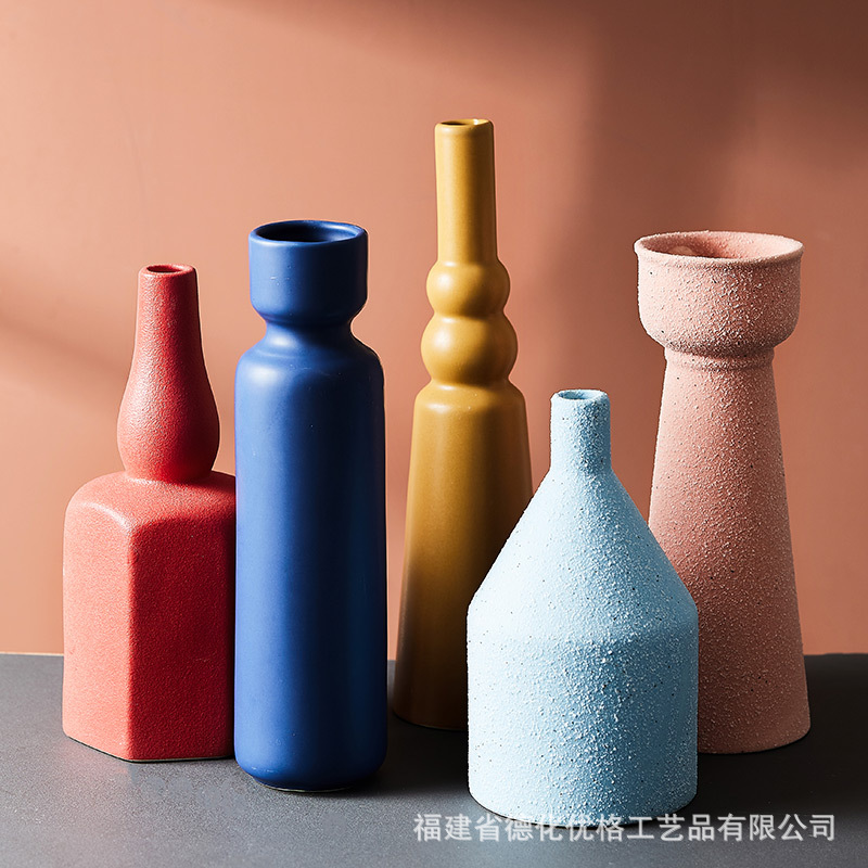 Bình hoa khô gốm sứ Instagram sáng tạo phong cách Bắc Âu màu Morandi trang trí trang trí trang trí tối giản hiện đại cắm hoa phòng khách
