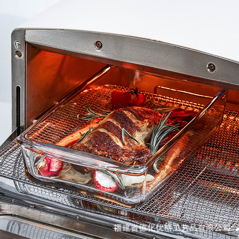 Khay nướng thủy tinh cường lực chống cháy nổ trong suốt khay sâu chống nóng vuông Gia dụng khay canh dùng lò vi sóng chuyên dụng