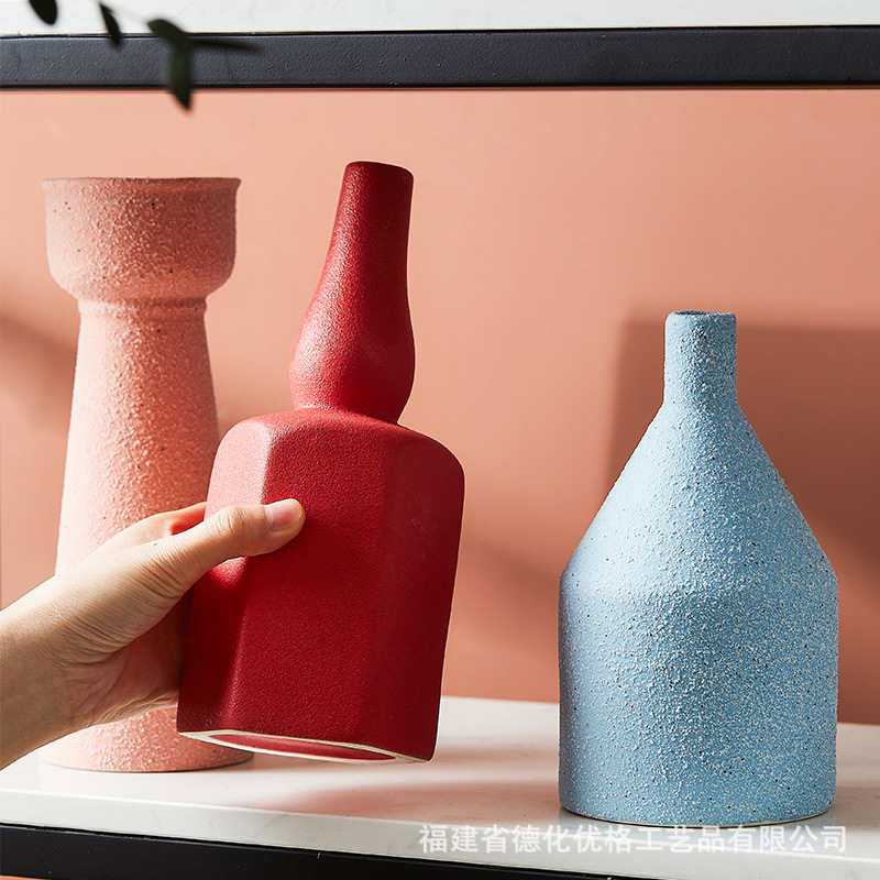 Bình hoa khô gốm sứ Instagram sáng tạo phong cách Bắc Âu màu Morandi trang trí trang trí trang trí tối giản hiện đại cắm hoa phòng khách