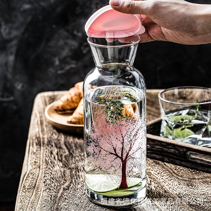 Bình nước lạnh thủy tinh đổi màu nhập khẩu Pasha Pqi Bộ bình nước gia dụng cốc nước trái cây bình lạnh