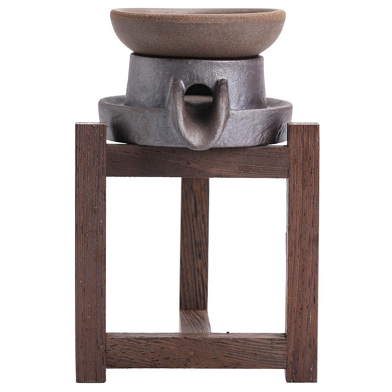 Bộ Lọc bùn đá cũ Bộ lọc trà gốm thô thủ công lọc trà lọc trà lưới gỗ cánh gà Giá đỡ phụ kiện Bộ trà