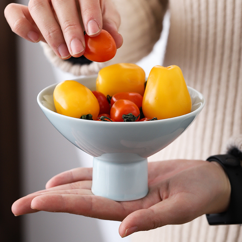 Đĩa trái cây chân cao Huyền Cảnh Đĩa trà nhỏ bằng gốm Sứ Trung Quốc Đĩa trái cây Đĩa trái cây Đĩa trái cây sấy khô phòng khách gia dụng