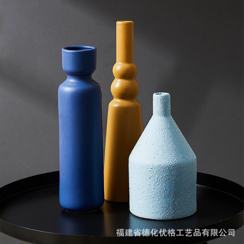 Bình hoa khô gốm sứ Instagram sáng tạo phong cách Bắc Âu màu Morandi trang trí trang trí trang trí tối giản hiện đại cắm hoa phòng khách