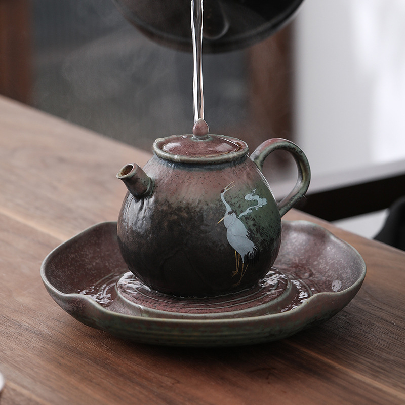 Lò nung thay đổi ấm sen sáng màu, ấm chứa nước kiểu Nhật cổ điển thủ công, ấm đệm, bàn trà nhỏ, trà đạo Kung Fu