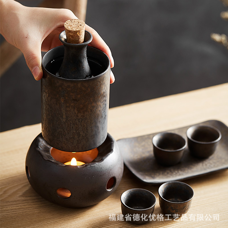 Bộ bình rượu sake kiểu Nhật, bình nóng rượu gạo gia dụng, bình ấm rượu gốm sứ, bình rượu Sake, bình rượu sake, phong cách retro