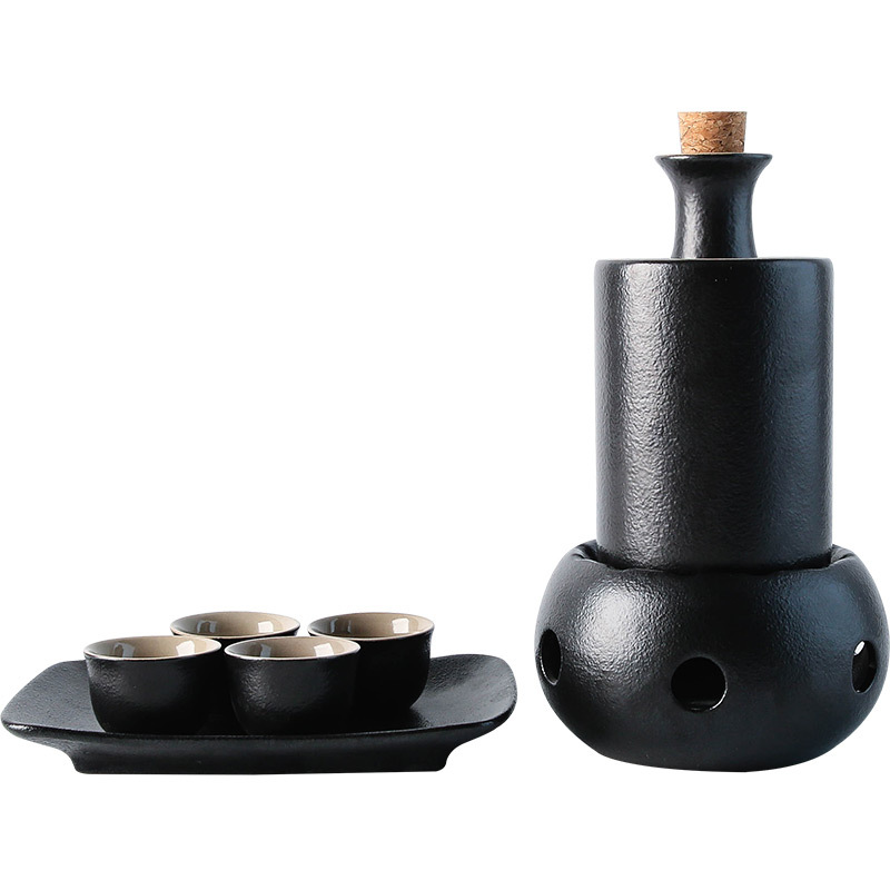 Bộ bình rượu sake kiểu Nhật, bình nóng rượu gạo gia dụng, bình ấm rượu gốm sứ, bình rượu Sake, bình rượu sake, phong cách retro