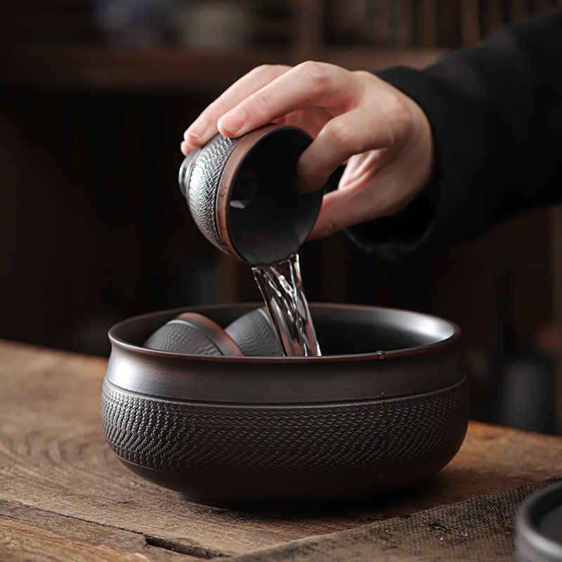 Thanh Tây màu tím gốm Zen Sheng trà rửa dao nhảy thủ công không tráng men đánh bóng cốc sứ lớn rửa bút rửa bát nước Thùng trà xỉ