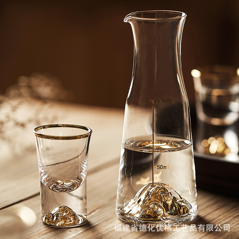 Yipin Jiangshan Jinshan Gold Foil Pha Lê Ly rượu trắng Bình chia 1 bình 1 cốc Bộ gia dụng Ly rượu nhỏ sáng tạo