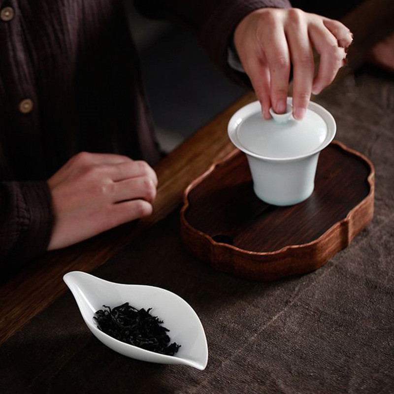Trà hoa sen Gốm sứ thủ công, trà tươi mát, màu tinh khiết, thìa trà đặc biệt, phụ kiện trà đạo Liuzijun