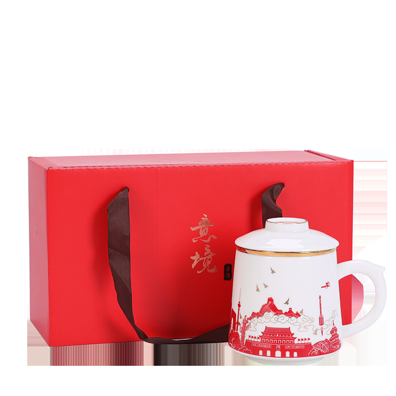 Cốc nước ba mảnh cốc Cặp cốc sứ Phong Cách Trung Quốc Cốc văn phòng sáng tạo cốc Trung Quốc cá tính sáng tạo trào lưu