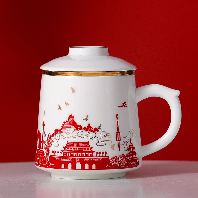 Cốc nước ba mảnh cốc Cặp cốc sứ Phong Cách Trung Quốc Cốc văn phòng sáng tạo cốc Trung Quốc cá tính sáng tạo trào lưu