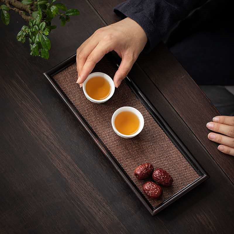 Bán buôn Khay trà Dải tre kiểu Nhật Khay trà tấm trà Tấm chiếu tre bề mặt ủ khô Khay đựng ấm Khay đựng ấm Khay trà hình chữ nhật