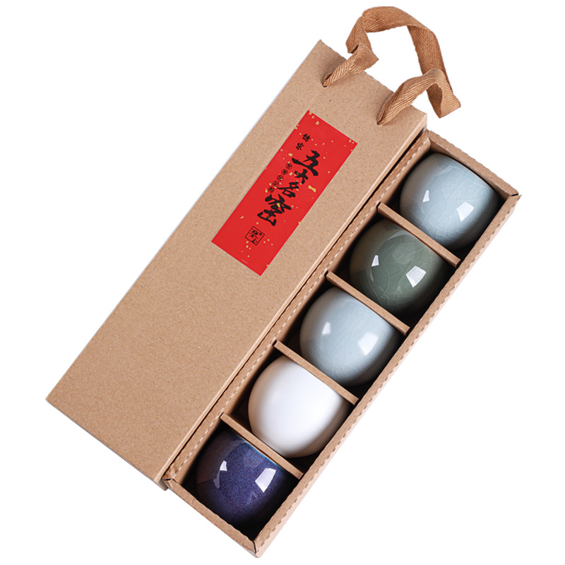 Năm chiếc tách trà nổi tiếng, tách trà gốm sứ kungfu, tách nếm trà, tách chủ lò Ru, bộ tách đơn, logo quà tặng