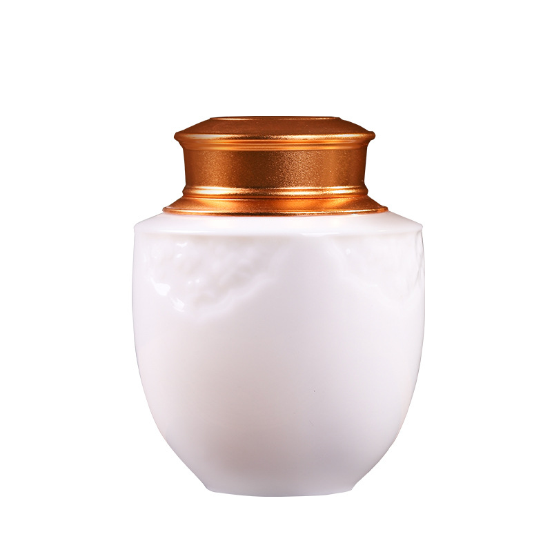 Mỡ cừu trắng tinh khiết Ngọc sứ trà lon thiếc gốm sứ niêm phong lọ tiết kiệm quà tặng bán buôn hộp trà cầm tay