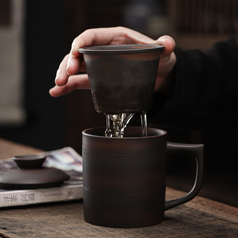 Cốc văn phòng Gốm Tím Lọc gốm lót dao nhảy thủ công cốc nước cỡ lớn cốc trà cốc cốc nhãn hiệu cá nhân