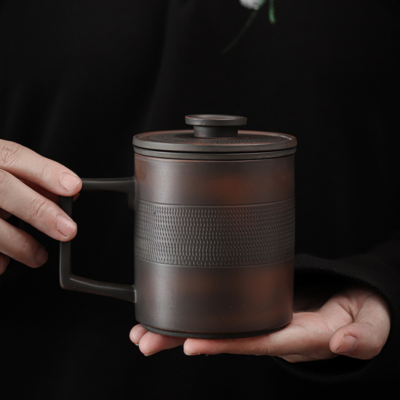 Cốc văn phòng Gốm Tím Lọc gốm lót dao nhảy thủ công cốc nước cỡ lớn cốc trà cốc cốc nhãn hiệu cá nhân