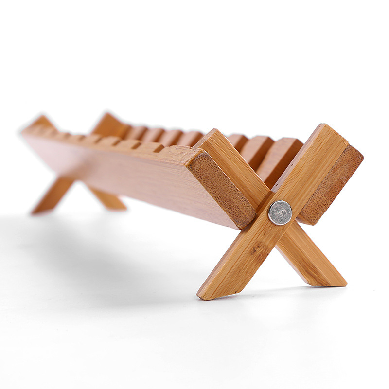 Giá để cốc gấp bằng tre Giá để cốc một lớp để tách trà, dụng cụ trà Kung Fu ráo nước, không pha trà đạo