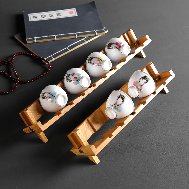 Giá để cốc gấp bằng tre Giá để cốc một lớp để tách trà, dụng cụ trà Kung Fu ráo nước, không pha trà đạo
