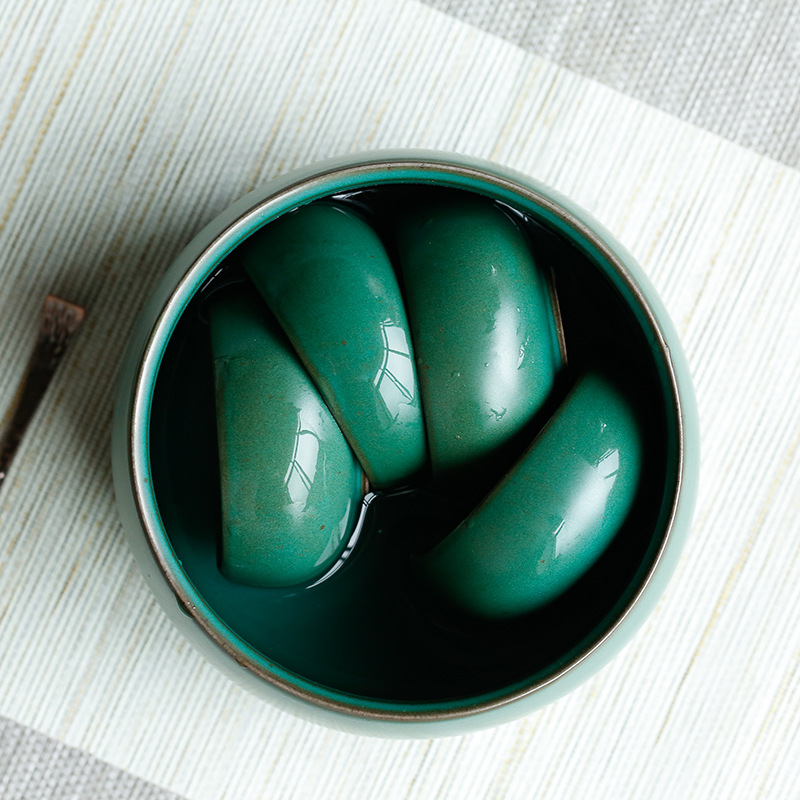 Cốc rửa trà gốm sứ cỡ lớn rửa chén bằng gốm thô cổ điển thủ công kiểu Nhật Phụ Kiện Bộ trà nước