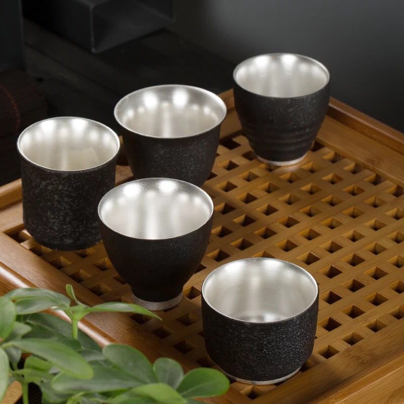 Nhà Máy bán hàng trực tiếp đồ bạc nhỏ cốc trà gốm sứ mạ bạc Cốc gốm sứ cá nhân cốc chủ sở hữu cốc công phu Bộ trà quà tặng