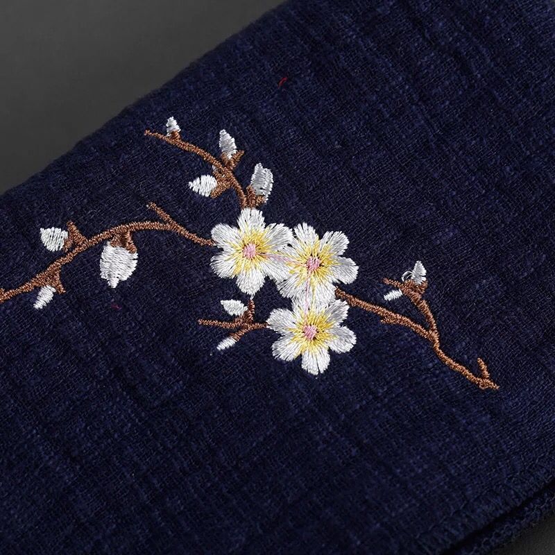 Khăn lau trà kiểu Trung Hoa chất liệu cotton và lanh, dày dặn, thấm hút, thêu tay, làm phụ kiện lót ly trà