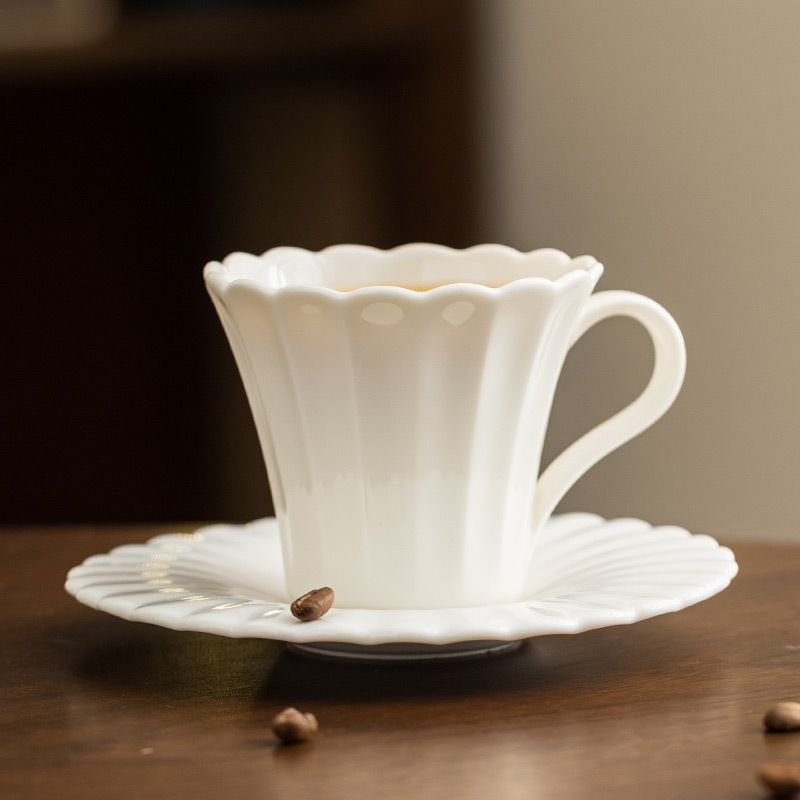 Bộ cốc và đĩa cà phê hoa trường thọ cốc nước gia đình có đĩa cốc văn phòng cho nữ cốc gốm sứ giá trị cao cốc sữa