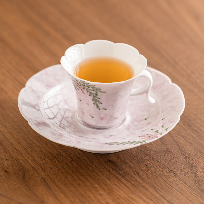 Cốc cà phê hoa tử đằng vẽ tay cốc trà chiều tinh tế cao cấp gốm sứ cốc lahua giá trị cao cho nữ cốc latte Trung Quốc