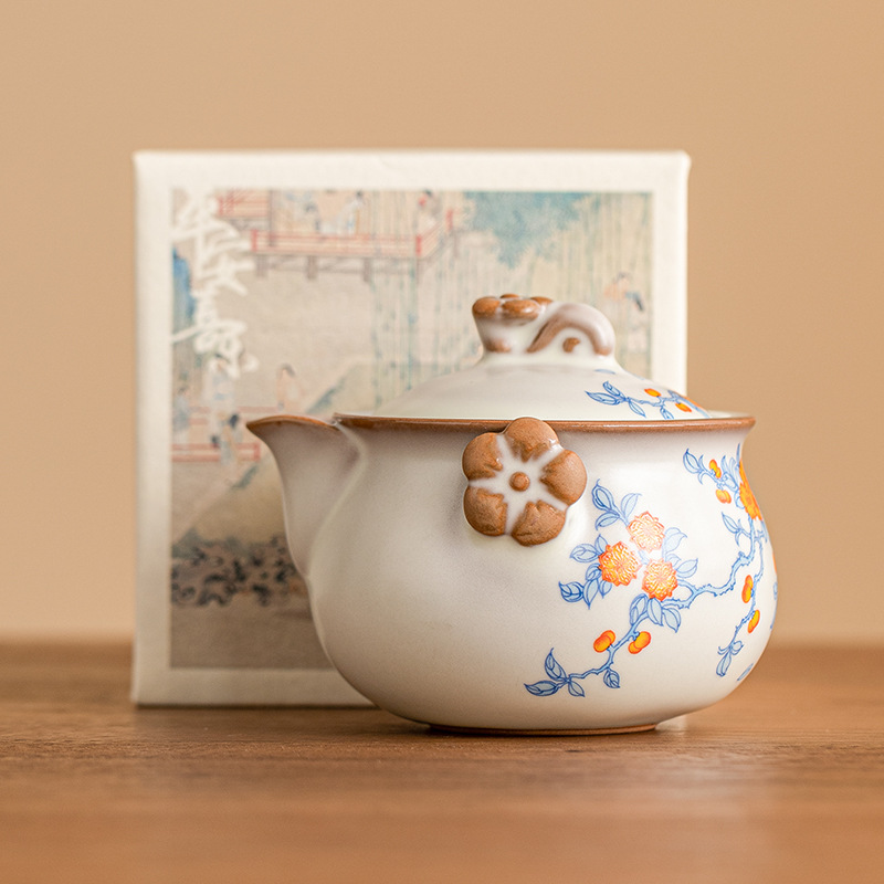 Chậu cầm tay hoa mai cành xanh nắm ấm trà giả Song kiểu Trung Quốc ấm đơn Bộ trà Kungfu pha trà gia dụng cao cấp Bộ nhỏ