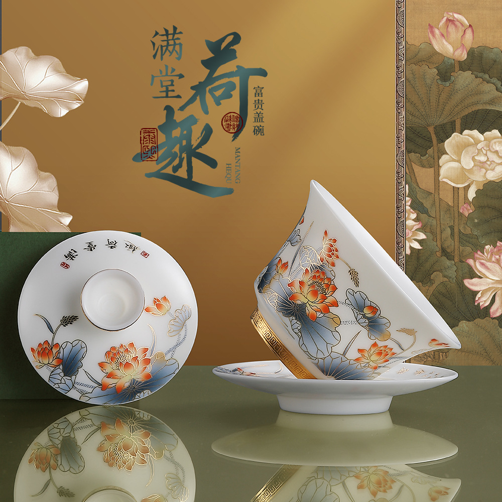 Bộ ấm trà cao cấp Yusyaki Yusyaki đầy đủ sản phẩm bát hoa sen vui nhộn