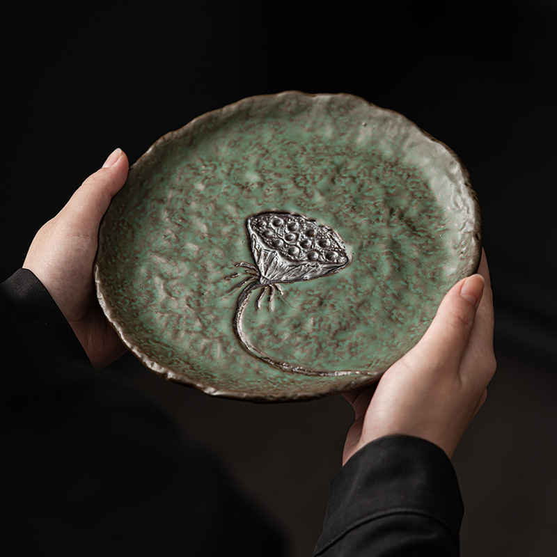 Khay pha khô Lò Nung kiểu Nhật, khay trà gốm sứ Cỡ Nhỏ gia dụng cổ điển, khay trà, Khay trà, khay trà, Khay trà, đĩa CHẤM TIM