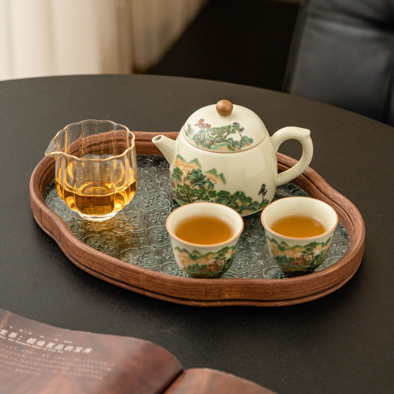 Nhà máy Phong cảnh đầy màu sắc Ấm trà Tần Quân Ấm pha trà Hộp quà một ấm hai cốc Bộ trà Kung Fu du lịch giá trị cao
