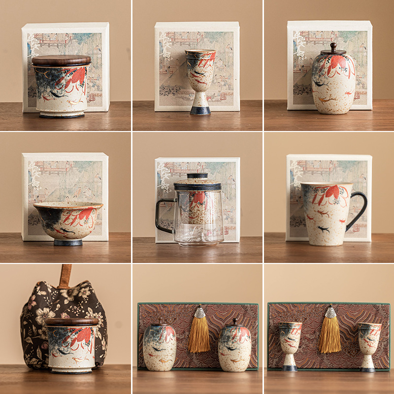 Bộ trà Kung Fu cao cấp một sản phẩm tách trà đen đá lửa trắng xanh cốc công bằng cốc chủ nhân cốc trà hộp đựng trà cốc khách nhanh ống trà