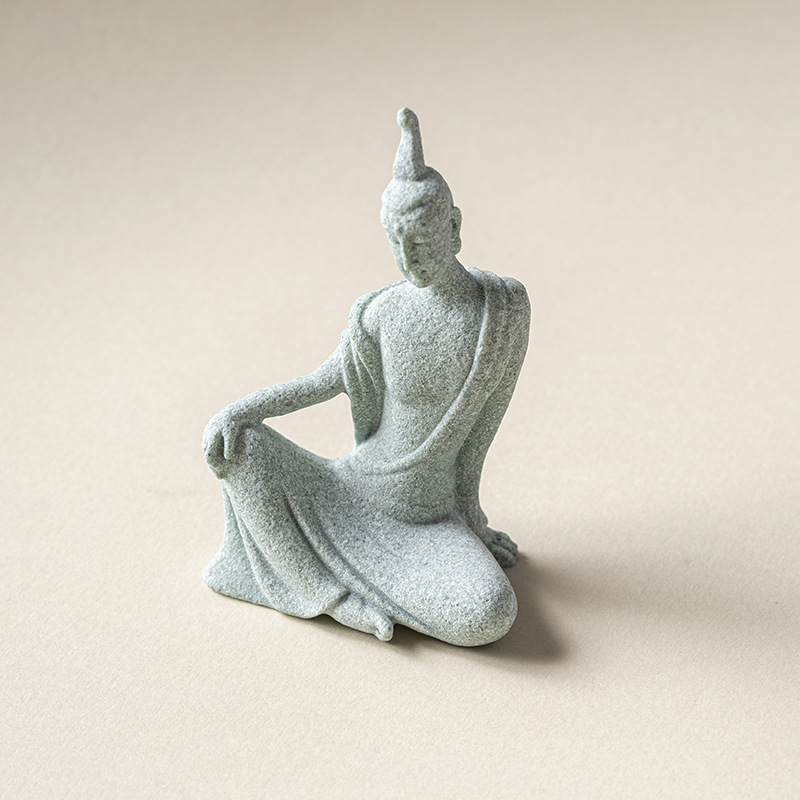 Đồ trang trí nhỏ bằng đá xanh và đá tự do thiền bồ tát bàn trà thiền trà thú cưng chậu cá cây cảnh trang trí điêu khắc đá vi cảnh