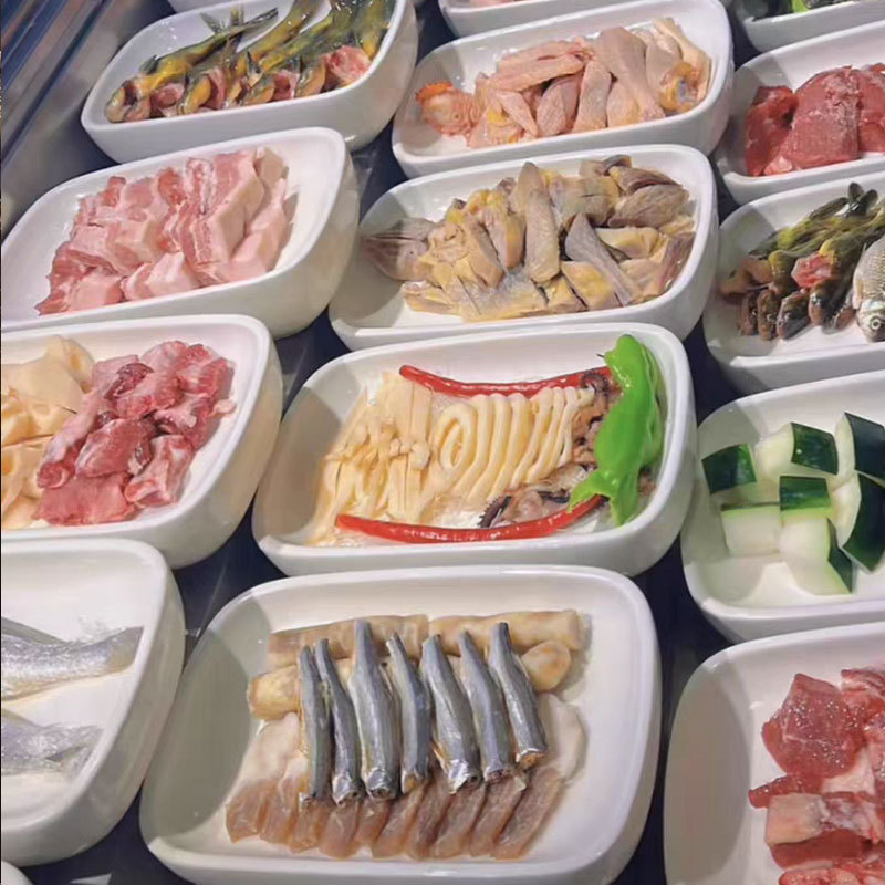 Đĩa trưng bày Ming Pavilion Đĩa món ăn Khách sạn Ming Pavilion Fool Đĩa Rau bản địa Nhà Hàng Buffet Khách sạn Gốm sứ