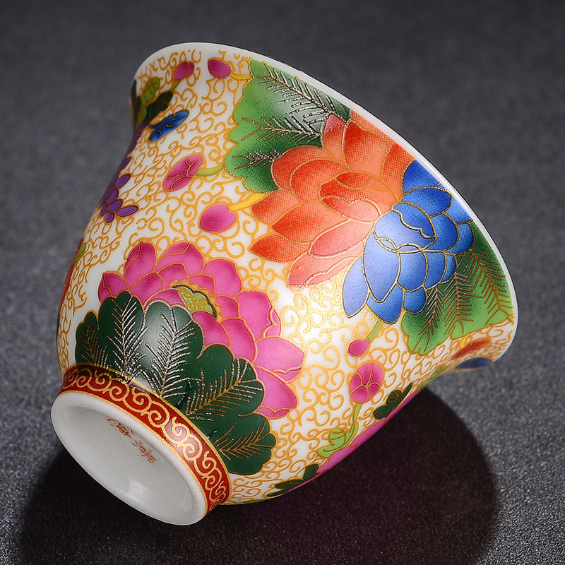 Cốc trà tráng men Cốc trà Vạn hoa gốm sứ Đồ dùng cá nhân Cốc trà Kung Fu Cốc đơn Cốc tráng men Màu chủ nhân Hộp quà