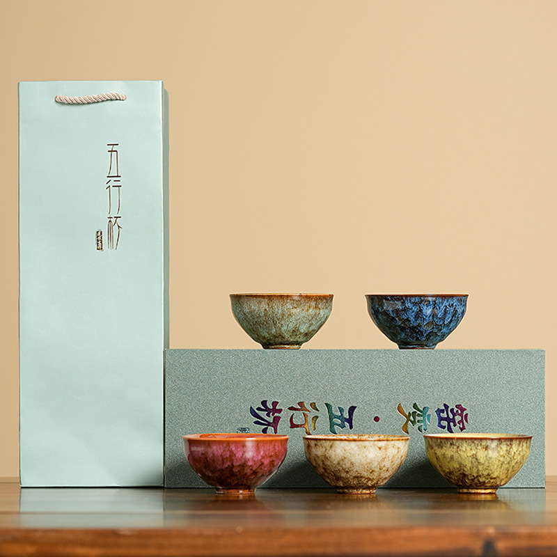 Chén trà biến hình lò nung kiểu Trung Quốc giải phóng mặt bằng cốc trà bộ chén trà công phu gốm sứ bộ chén trà phong cách Trung Quốc thủ công gia dụng