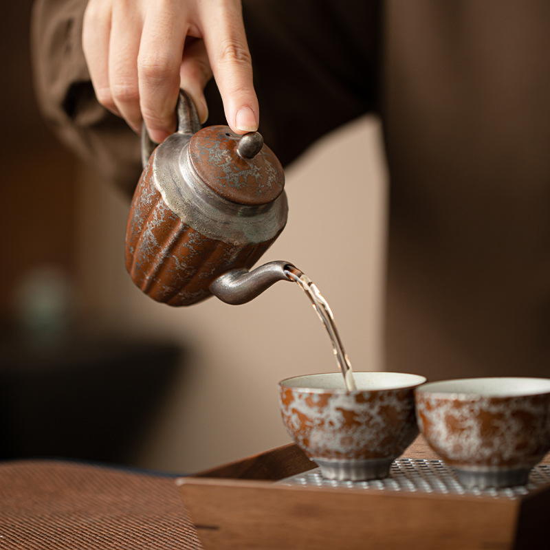 Ấm trà cầm xà mạ bạc cổ dụng cụ trà Kung Fu Trung Quốc gia dụng ấm trà cầm chuẩn ấm đơn gốm sứ cổ điển một người